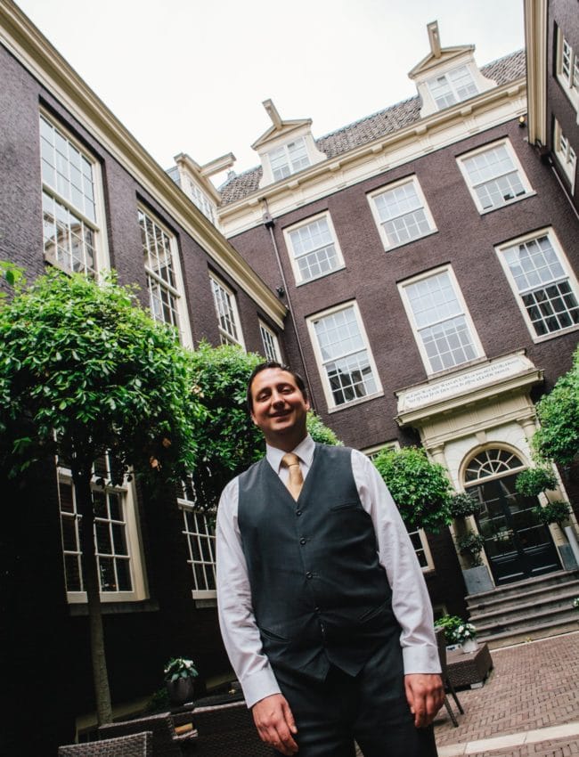 Joost Brouwer - in the secluded garden of Bar Brasserie OCCO in luxury boutique hotel The Dylan Amsterdam i