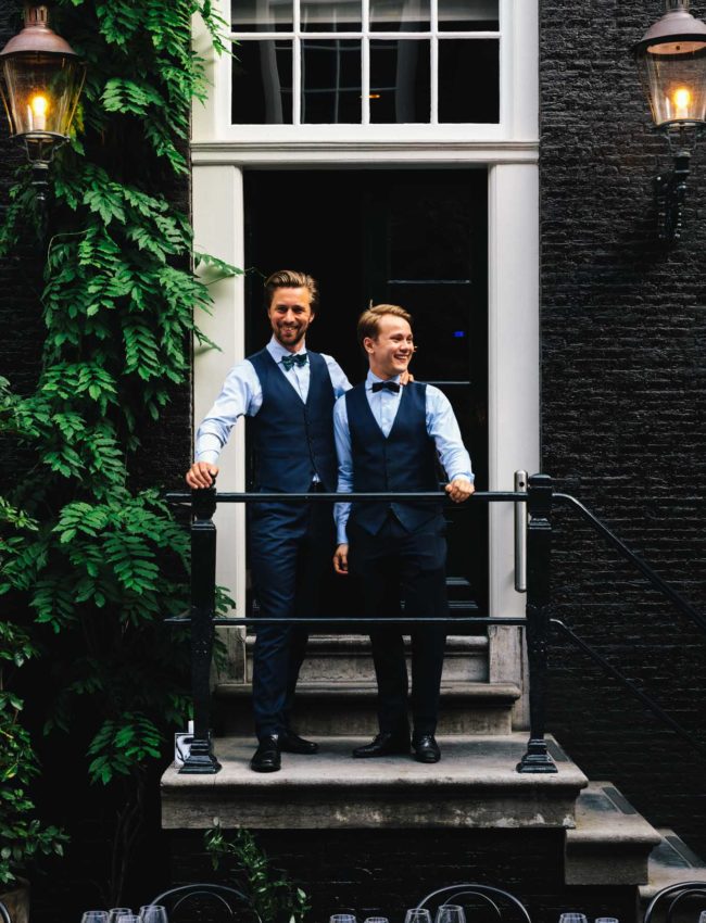 Maarten van Vliet and Daan Smitz, bartenders of Bar Brasserie OCCO in luxury boutique hotel The Dylan Amsterdam. Leading Hotel of the World