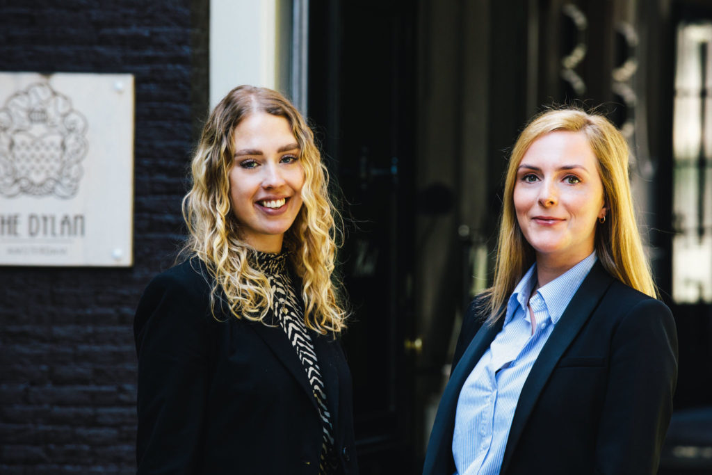 Lisa Laan and Elise Hoogkamp, events team at luxury boutique hotel The Dylan Amsterdam, member of the leading hotels of the world.