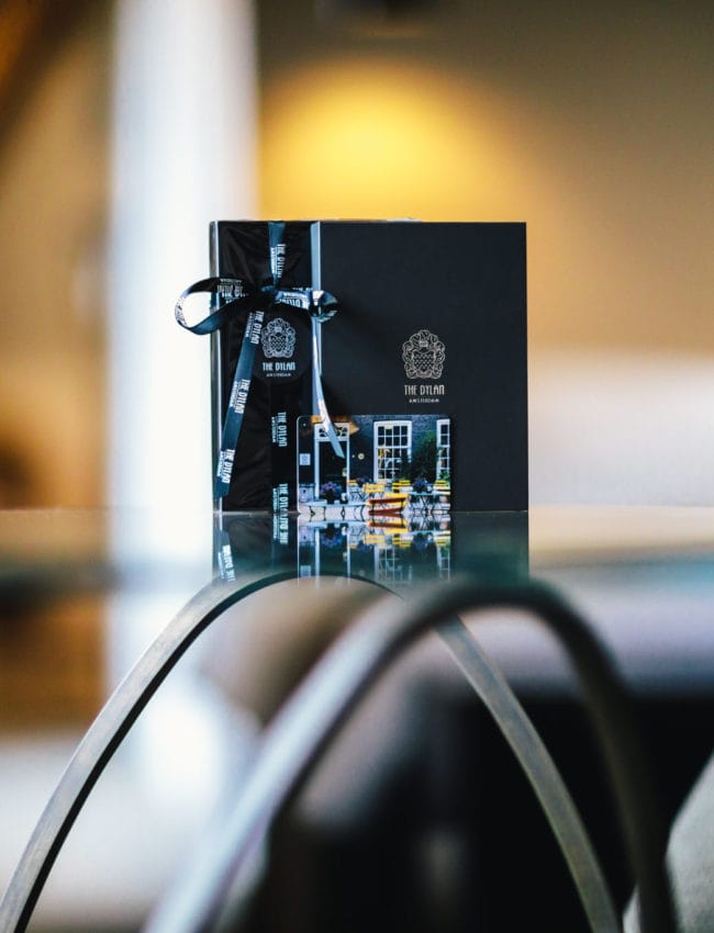 Gift card from luxury boutique hotel The Dylan Amsterdam, member of the leading hotels of the world.