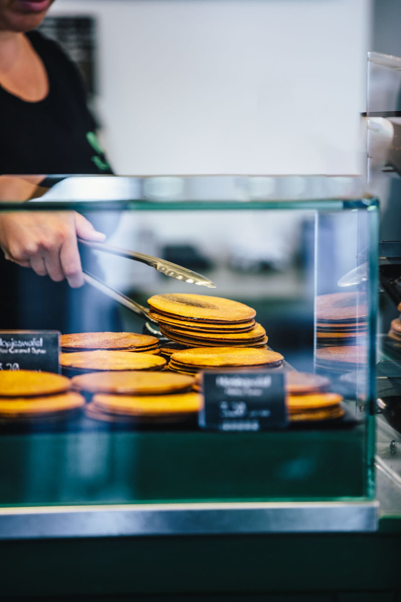 Stroopwafels or caramel waffles at Lanskroon bakery, shot for boutique hotel The Dylan Amsterdam