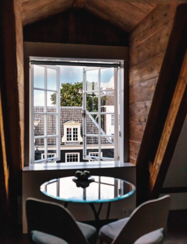 View from our newly renovated loft style suites in luxury boutique hotel The Dylan Amsterdam, member of the Leading Hotels of the World.