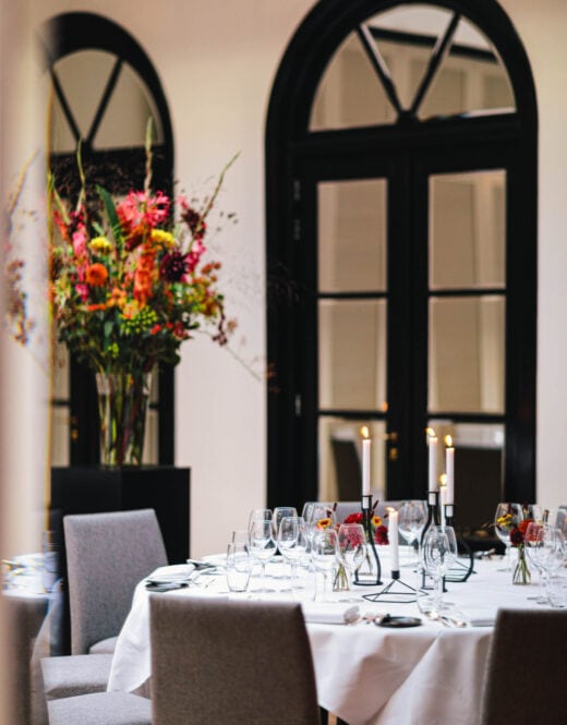 Close up shot of a set-up table in the Ariana meeting and private dining venue at The Dylan Amsterdam, boutique hotel and part of The Leading Hotels of The World