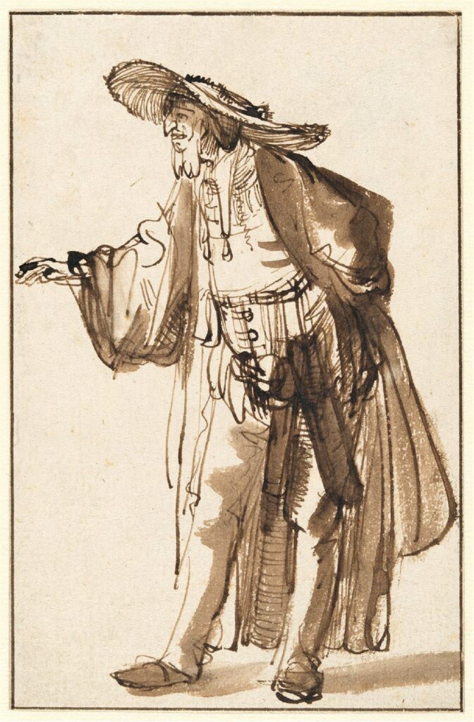 Sketch by Rembrandt van Rijn, showing an actor in the first theatre of Amsterdam, the place which now houses luxury boutique hotel The Dylan Amsterdam